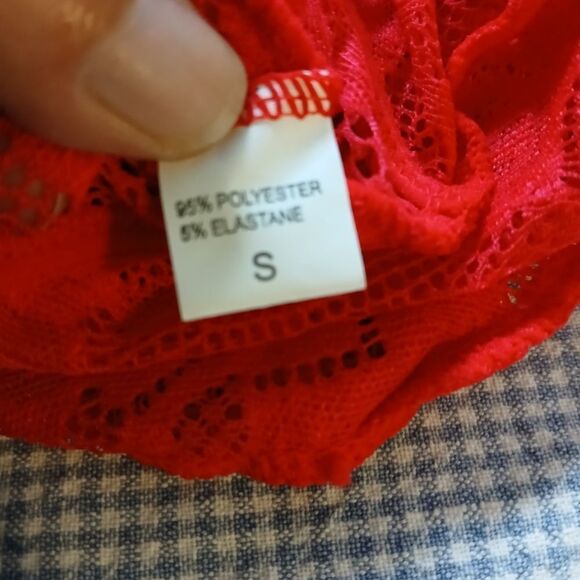 NWOT Red Lingerie Crotch Less Teddy w/G String Undies Size S - Picture 7 of 7